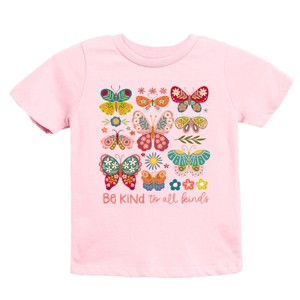 The Juniper Shop Be Kind To All Kinds Butterfly Youth Short Sleeve Tee - XL - Pink - 1 of 4