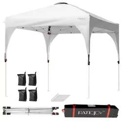 Costway 8x8 FT Pop up Canopy Tent Shelter Height Adjustable w/ Roller Bag White