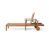 GDFStudio Abena Outdoor Acacia Wood Adjustable Chaise Lounge with Wheels - 4 of 4