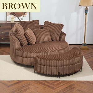 Hrinhom 59.8"W Modern Sofa Chair, Barrel Accent Chair With 5 Pillows And Storage Ottoman - 1 of 4