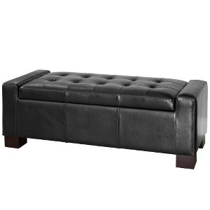 CAVINAS Rectangle Storage Ottoman Bench, Tufted Bonded Leather Ottoman Bench with Storage Space, Ottoman Foot Rest for the Living Room, Entryway - 1 of 4