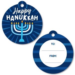 Big Dot of Happiness Hanukkah Menorah - Chanukah Holiday Party To and From Favor Gift Tags (Set of 20) - 1 of 4