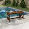 HOMLUX 35.4" X-Leg Patio Coffee Table Outdoor Dining Table in Dark Red Meranti Wood - 2 of 4