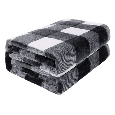 Piccocasa Lightweight Flannel Fleece Buffalo Checkered Soft Plush Blankets Black And White 50 60 Target