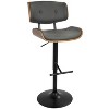 LumiSource Set of 3 Lombardi Adjustable Barstools Black Metal/Walnut PU - 2 of 4