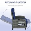 Outdoor Recliner Chair with Cushions, Reclining Patio Lounge Chair with Adjustable Footrest, Armrests, Tray Table - 4 of 4