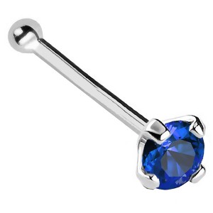Jewelry Avalanche 22G 14K Gold Ball-end Nose Stud with Blue Sapphire Gemstone - 1 of 2