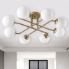 PAKOKULA Mid-Century 8-Light Gold Sputnik Semi-Flush Mount Ceiling Light Fixture with Globe Frosted Glass Shade - 4 of 4