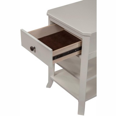 Transitional Alpine Baker 1-Drawer White Nightstand