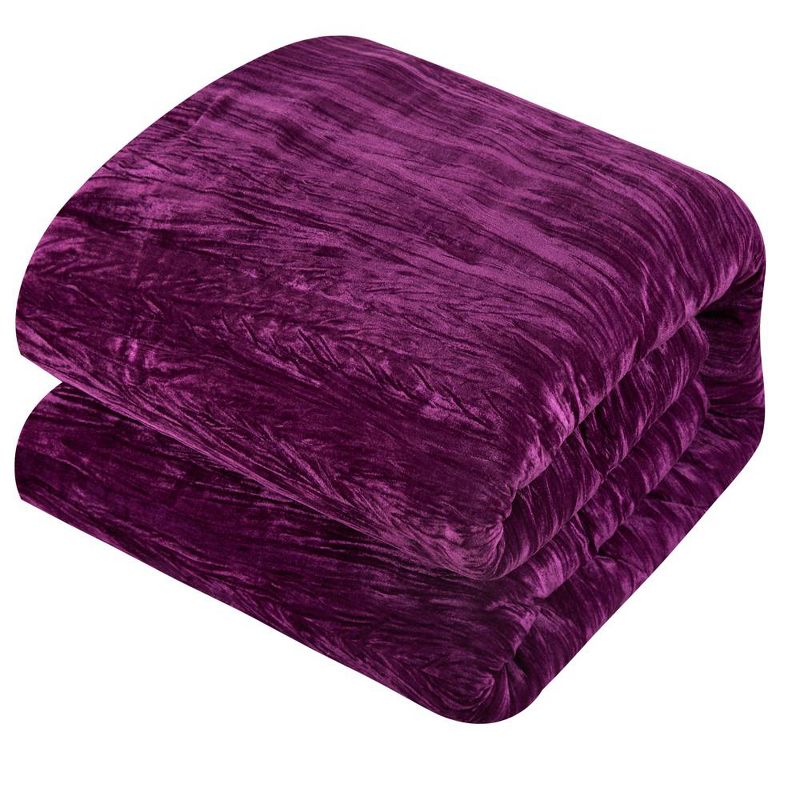 Chic Home Westmont 8 Piece Comforter Set Crinkle Crushed Velvet Bed in a Bag Bedding - Sheet Set Decorative Pillow Shams Included Plum, 5 of 6