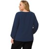 Agnes Orinda Women's Plus Size Office Fashion Long Sleeves Ribbon Front Chiffon Blouses - 4 of 4