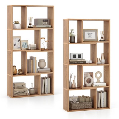 Tangkula 4-Tier Geometric Bookshelf 48"/120 CM High Bookcase Modern 8-Cube Storage Organizer
