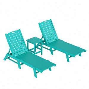WestinTrends 3 Pieces Poly Outdoor Patio Chaise Lounge Chair with Side Table Set - 1 of 4