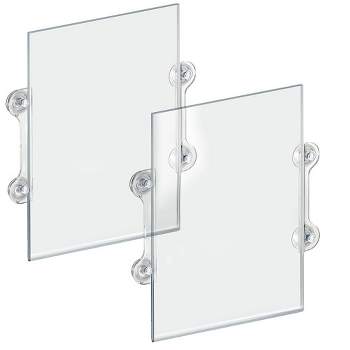 Azar Displays Clear Acrylic Window/Door Sign Holder Frame with Suction Cups 11"W x 17''H, 2-Pack