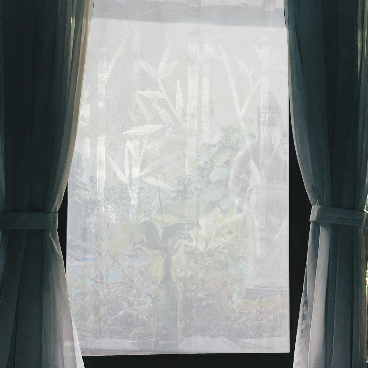 Unique Bargains Bamboo Pattern Window Privacy Film 78.74"L x 17.72"W Clear 1 Pc