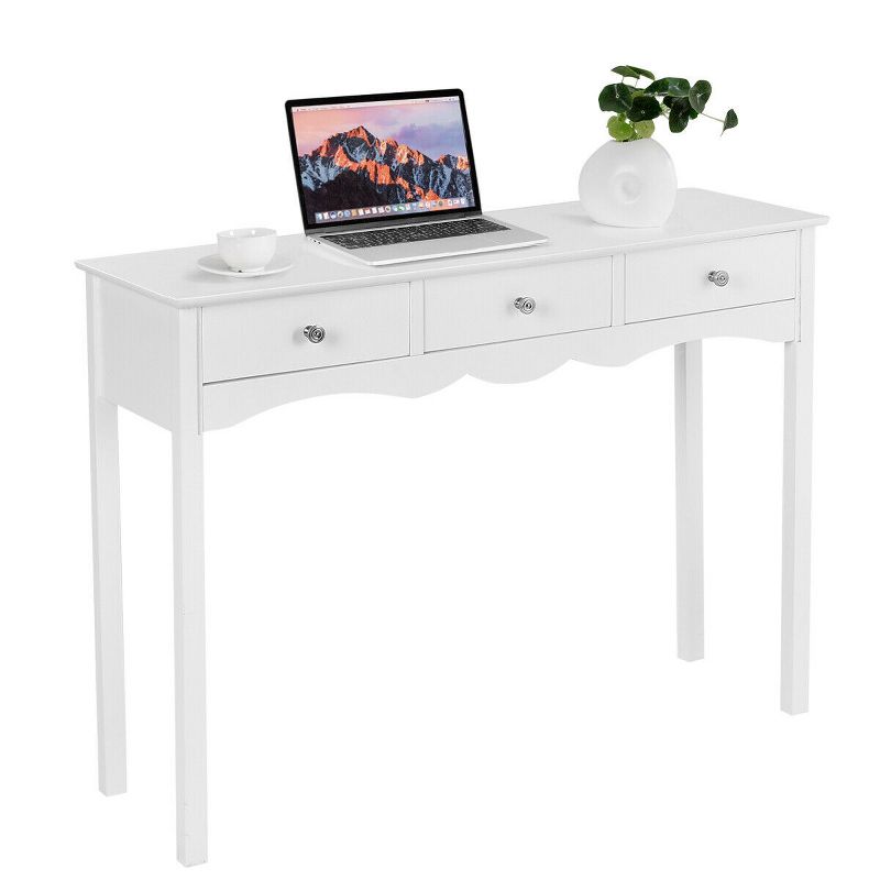 Costway Console Table Hall table Side Table Desk Accent Table 3 Drawers Entryway White, 1 of 8