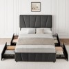 Whizmax Bed Frame with Adjustable Headboard and 2 Storage Drawers, Velvet Upholstered Tufted Platform Bed Frames with Wooden Slats Support - 3 of 4