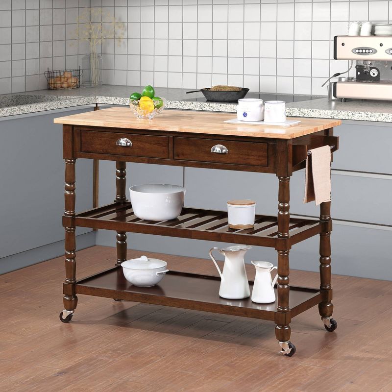 French Country 3 Tier Butcher Block Kitchen Cart with Drawers -  Breighton Home , 2 of 10