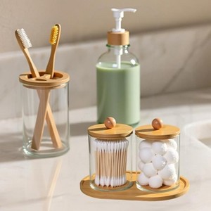 Ridstar 5-Piece Bamboo Bathroom Accessories Set-Clear - 1 of 4
