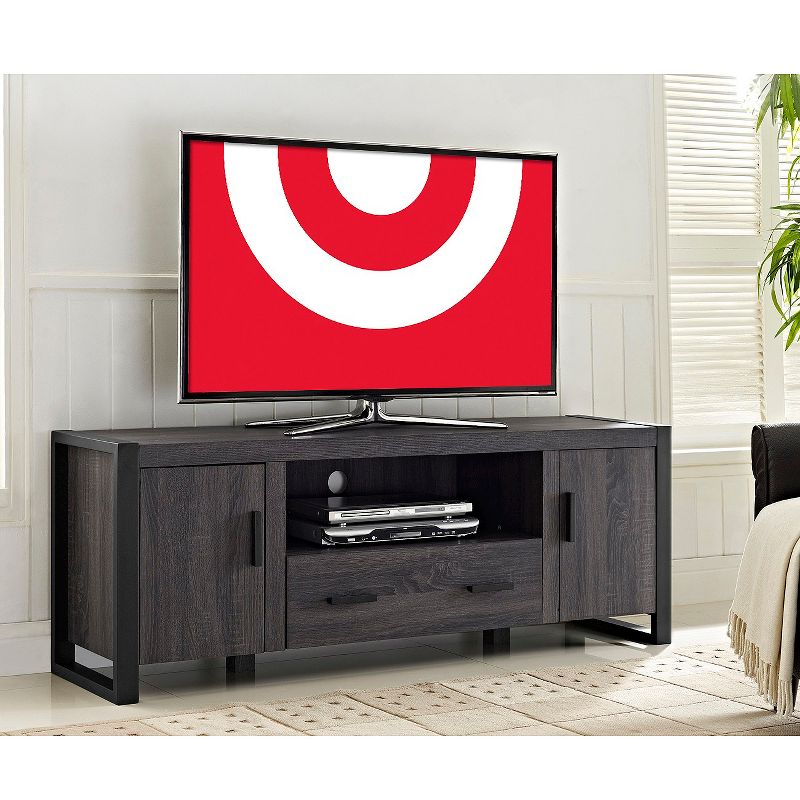 Modern Urban Industrial TV Stand for TVs up to 65&#34; Charcoal - Saracina Home, 3 of 6