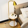 Modern Tall Standing Living Room Floor Lamp with 2-tier End Side Tables Storage Shelves Accent Light 90°Rotation Golden Iron Frame for Bedroom Offices - 2 of 4