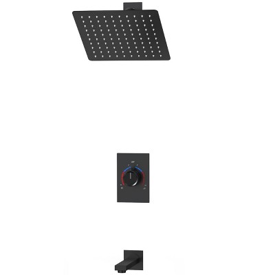 Matte Black Wall Mounted Rain Shower Faucet Set