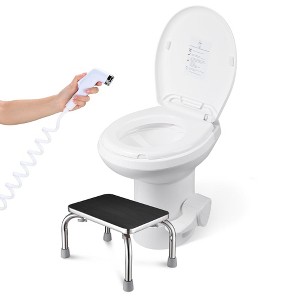 Yescom 20" RV Toilet Gravity Flush High Profile w/ Steel Step Stool for Camper - 1 of 4