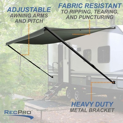 RecPro 21 Foot Charcoal Polyester RV Awning with Motor Retraction