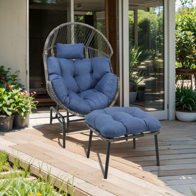 Buenhomino Outdoor Oversized Indoor Outdoor Wicker Gliding Patio Egg Chair for  Garden Backyard Balcony