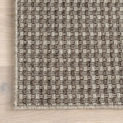 Gray Geometric Synthetic Flat Woven Rectangular Area Rug, 4' x 6'
