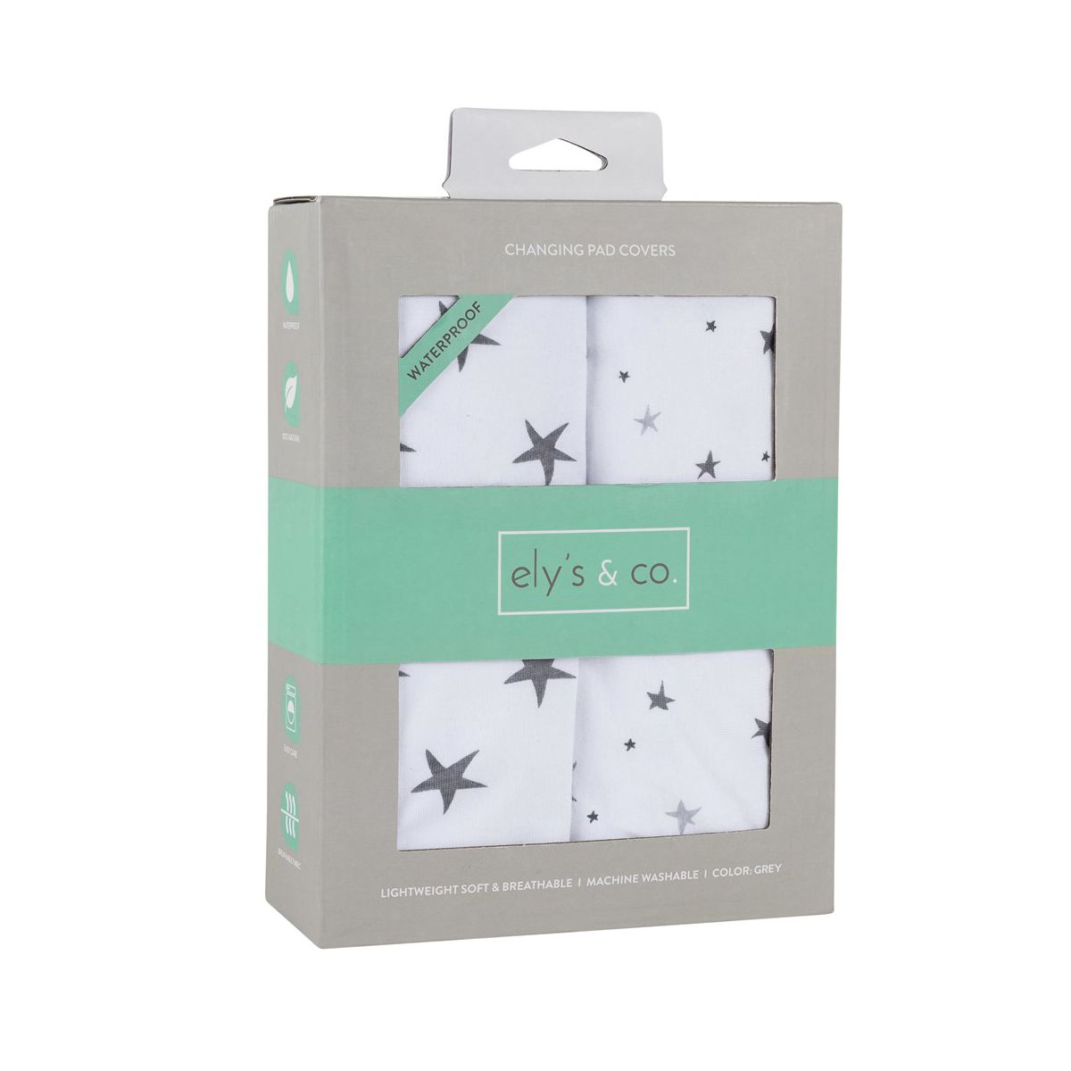Ely's & Co. Baby Fitted Waterproof Sheet Set  100% Combed Jersey Cotton Grey Stars 2 Pack - thumbnail 8