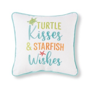 C&F Home 10" x 10" Turtle Kisses & Starfish Wishes Embroidered Small Petite Throw Pillow - 1 of 2