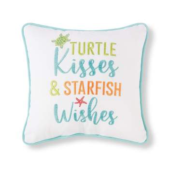 C&F Home 10" x 10" Turtle Kisses & Starfish Wishes Embroidered Throw Pillow