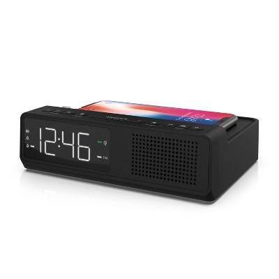 Capello Wireless Charge Alarm Clock Radio QI - Black (CR40)