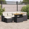 vidaXL Patio Sofa Set with Cushions Table and Footstool 7 Piece Poly Rattan - Black and Cream with Storage - 2 of 4