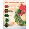 VEVOR Christmas Wreath, 24 Inches Pre-Lit Artificial Christmas Wreath with 50 Lights and Timer, Decorated with Pine Cones,Red Berry Clusters,Green - 3 of 4