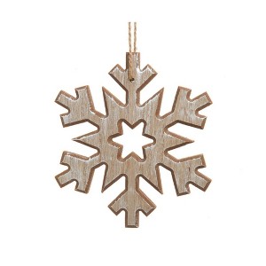 Kurt Adler Small Wooden Christmas Snowflake Hanging Ornament, 6" - 1 of 3
