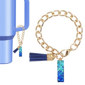 Unique Bargains Epoxy Resin Colorful Glittery Personalized Keychain Blue - 1 of 4