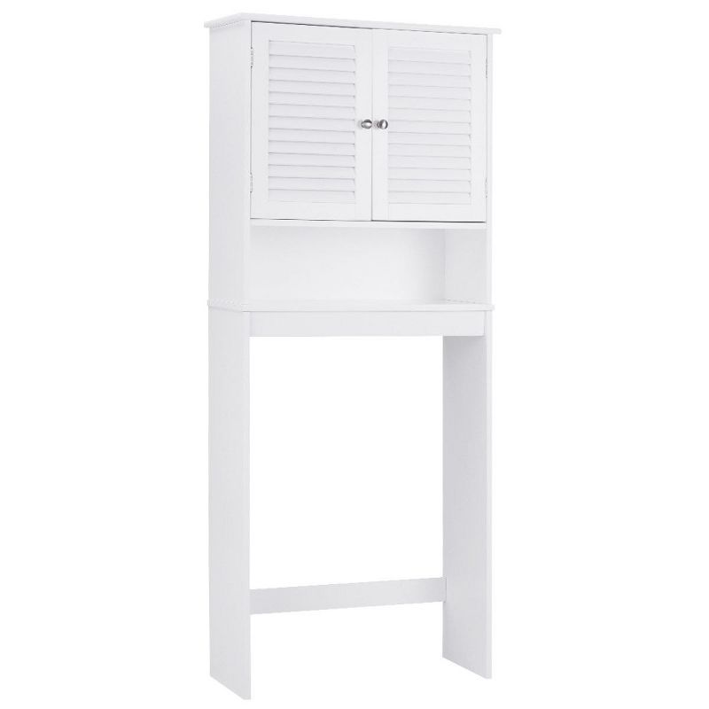 Costway Bathroom Space Saver Over The Toilet Shelved Storage Cabinet Organizer White, 3 of 8