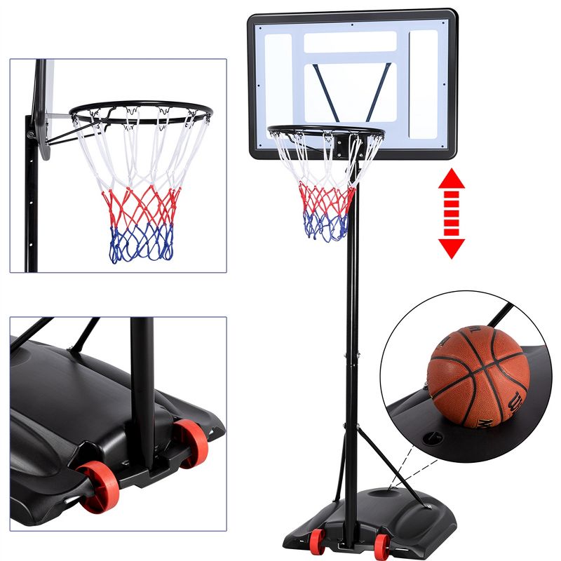 Yaheetech 7.2-9.2ft Height-Adjustable Basketball Hoop System Black, 5 of 9