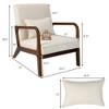 Costway Modern Accent Chair Leisure Armchair with Rubber Wood Frame & Lumbar Pillow Gray/Beige - image 4 of 4