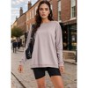 ATHLECHIC Women's Crew Neck Long Sleeve Hoodless Oversized Pullover Trendy Tunic Tops Sweatshirt - 2 of 4