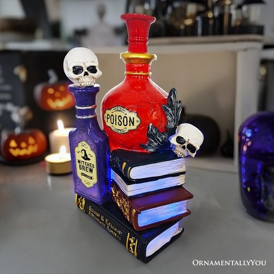 Sorcerer’s Syrups Spooky Lighted Figurine, 8" Potions Poisons and Books Halloween Statue| OrnamentallyYou