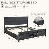 SinCiDo Full Size Storage Beds with Headboards & Sliding Door Storage Cabinets, Farmhouse Wood Bed with Solid Wood Slats Support, Noiseless, Black - 2 of 4