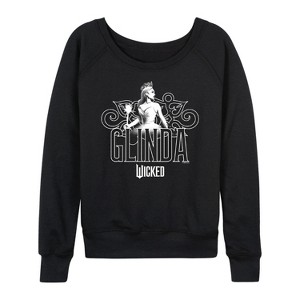 Women's - Wicked - Glinda Decorative Lightweight French Terry Wide Neck Long Sleeve Shirt - 1 of 4