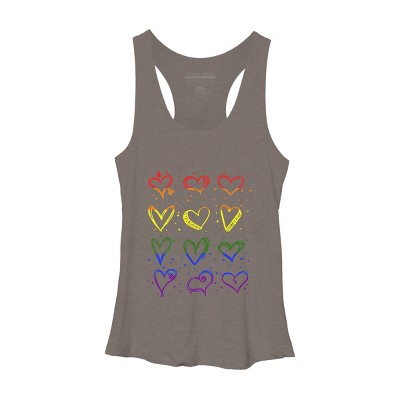 Adult Design By Humans Rainbow Pride Hearts By Classmates Racerback Tank Top