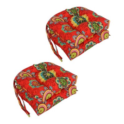 Blazing Needles, 16-inch Spun Polyester Patterned Outdoor U-shaped Tufted Chair Cushions (Set of 4)