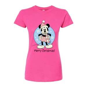 Women's - Disney - Mickey Merry Christmas Fitted Graphic T-Shirt - 1 of 3