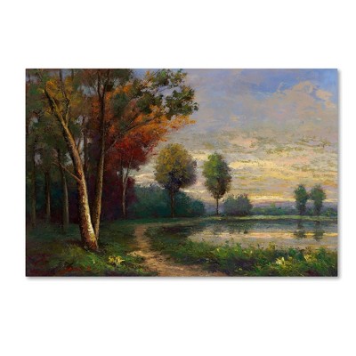 22" x 32" Landscape with a Lake by Daniel Moises - Trademark Fine Art