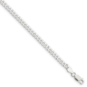 Black Bow Jewelry 4mm, Sterling Silver, Solid Beveled Curb Chain Bracelet - 1 of 4